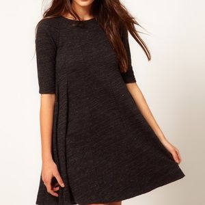 Ganni Threaded Trails Charcoal Cotton Swing Dress Medium